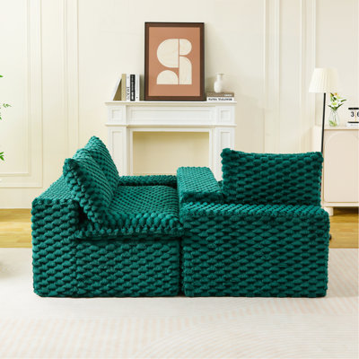 Canapé de luxe luxueux en velours tortue verte - disposable en une rangée, côte à côte ou face à face, mobilier de salon élégant pour une décoration douillette