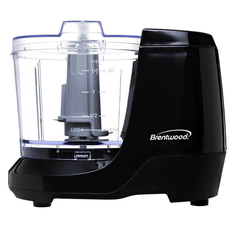 Brentwood 1.5 Cup Mini Food Chopper – 100w Electric Vegetable Chopper With Stainless Steel Blades, Safety Lock Lid & Anti-slip Base – Compact Electric Food Processor For Dips, Salsa & Dressings
