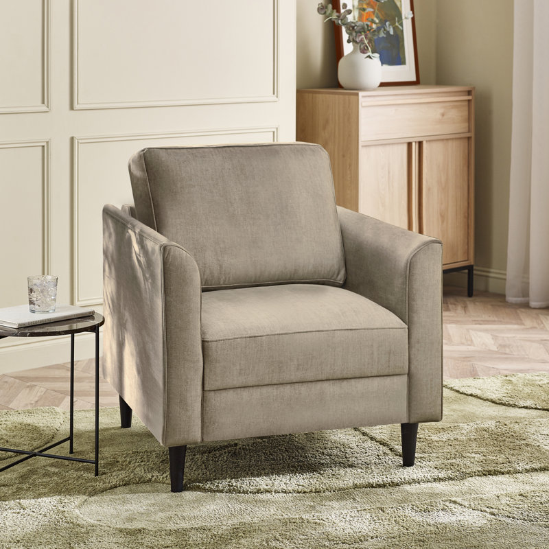 Logi Fabric Occasional Armchair - Upholstered Modern Minimalist Boxy Style, Beige
