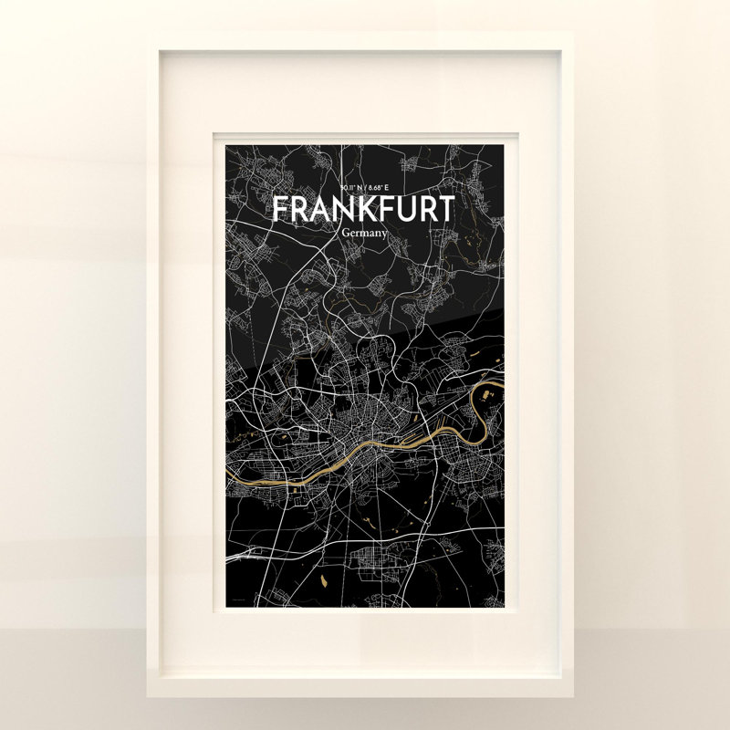 Frankfurt City Map In Luxe - No Frame Print, 17cm H x 11cm W x 0.05cm D