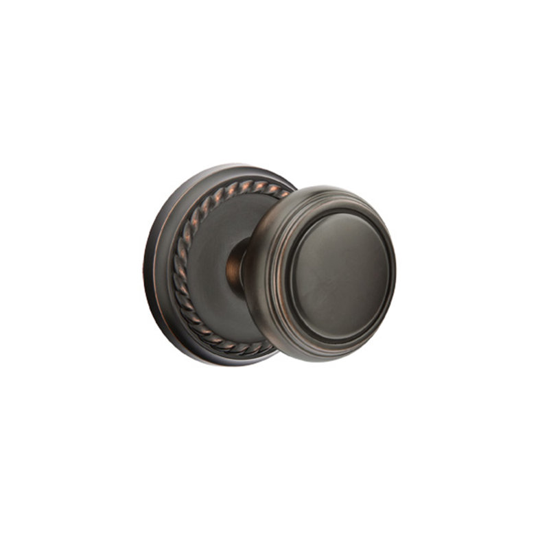 Privacy Norwich Knob with Rope Rose, Oil Rubbed Bronze
