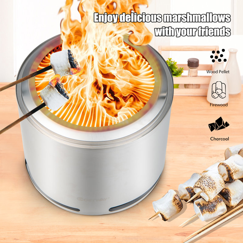 Round Stainless Steel Wood Burning Smokeless Fire Pit