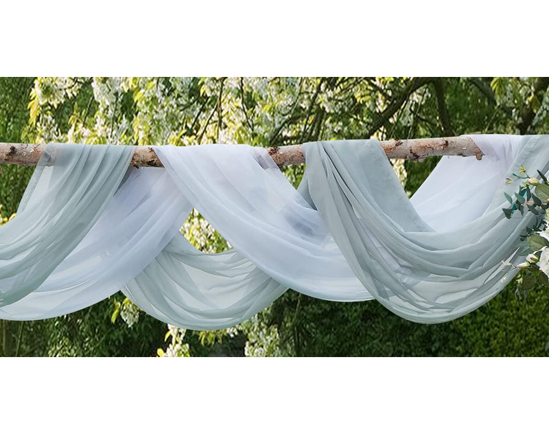  15 verges de long en tissu blanc pour les décorations de voûte de mariage ou les écharpes de fenêtre, 288", Argent