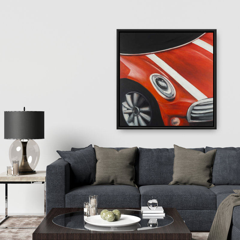 Red Car with White Stripes Canvas | Contemporary Home Decor