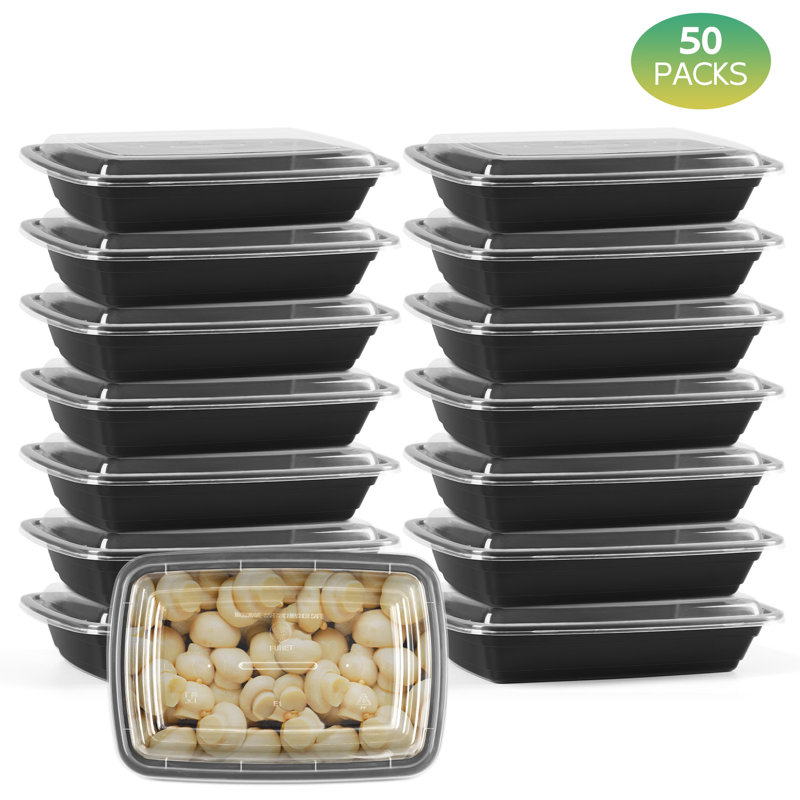 Disposable 28 oz Square Fast Food Containers - Pack of 50