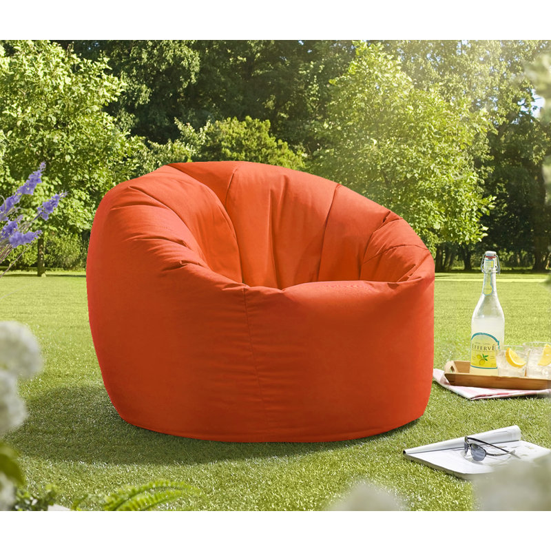 Attenborough Polyester Outdoor Friendly Refillable Bean Bag Chair, Orange, 102cm H x 89cm W x 89cm D