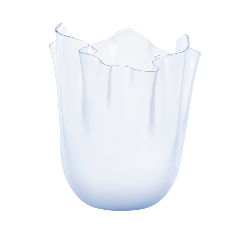 Venini Fazzoletto Vase, 9.45" H x 7.87" W x 7.87" D, Iceberg