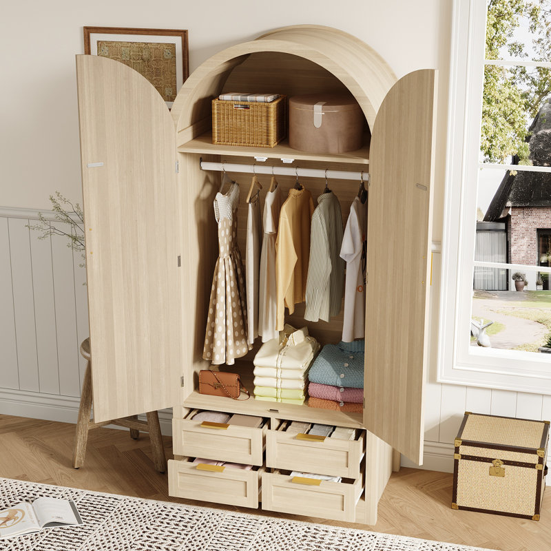 Wardrobe WITH 2 DOORS AND 4 DRAWERS WAINUT, Oak
