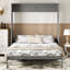 Grand lit mural multifonctionnel avec bureau, panneau de fibres à densité moyenne durable, style moderne pour les petits espaces