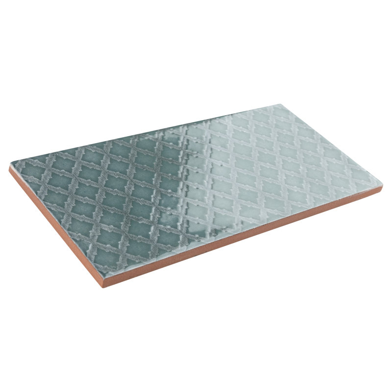 Camden 8" x 4" Ceramic Patterned Subway Tile, Emerald