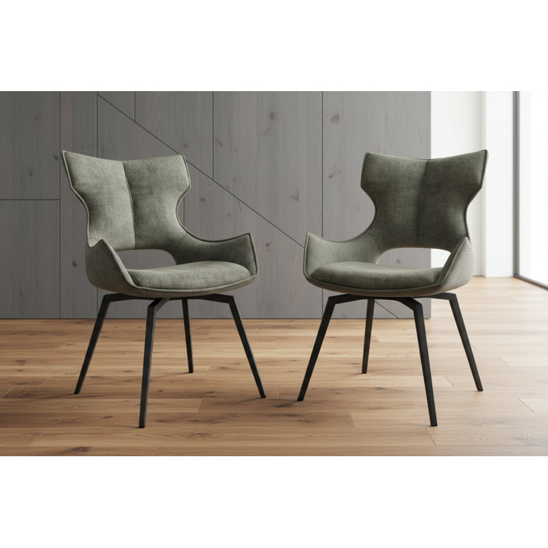 Deloney Fabric Swivel Dining Chair, Green