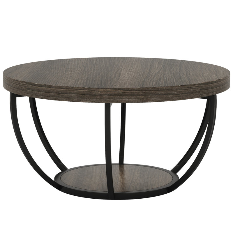 Round Coffee Table (Only Including Table), Wood, Black, Gray