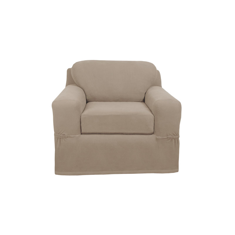 Housse pour fauteuil à coussins carrés ultra-doux extensible, Sable