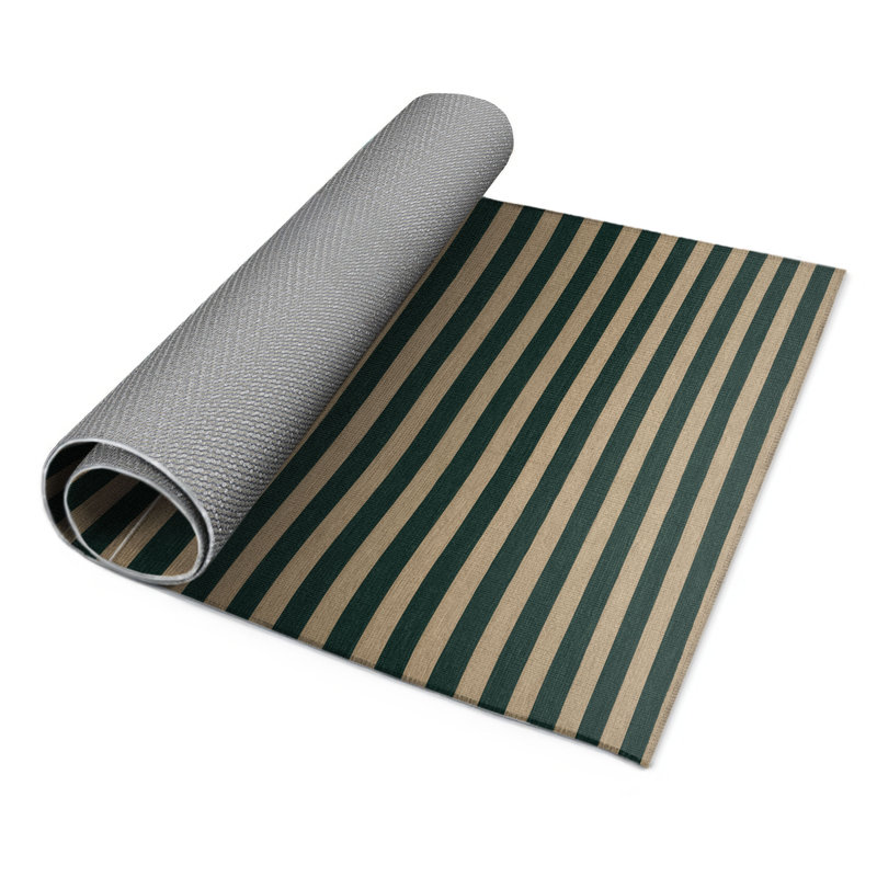 Tapis intérieur / extérieur vert HorizontalStripes, Rectangulaire 3 pi x 5 pi