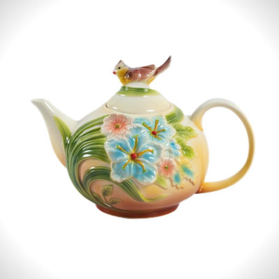 8" Hand Painted Decorative Teapot Accent "Atlas"