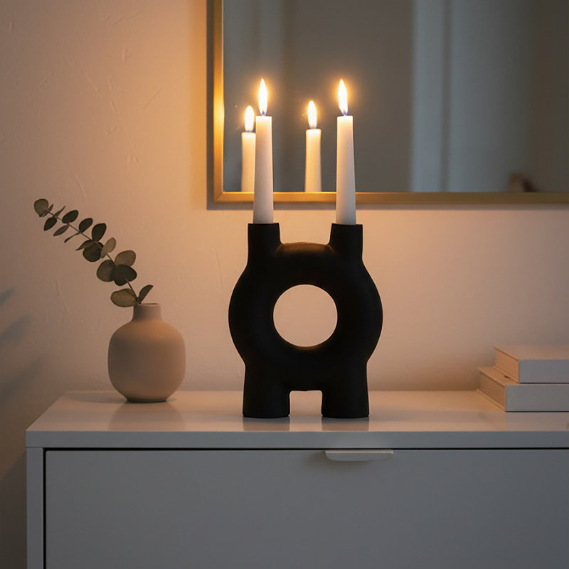 Metal Candlestick, Black