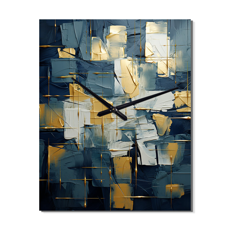 Comfort Of Glory - Expressionnisme abstrait bleu I - Horloge murale moderne avec peinture abstraite, Petit