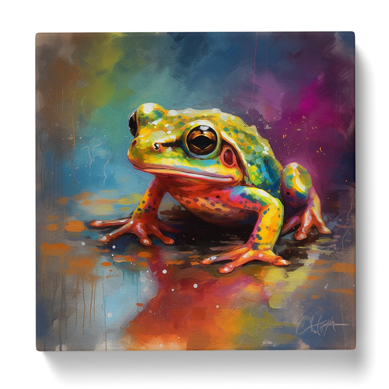 Frog Colour Field Painting - Wrapped Canvas, 35cm H x 35cm W x 3cm D