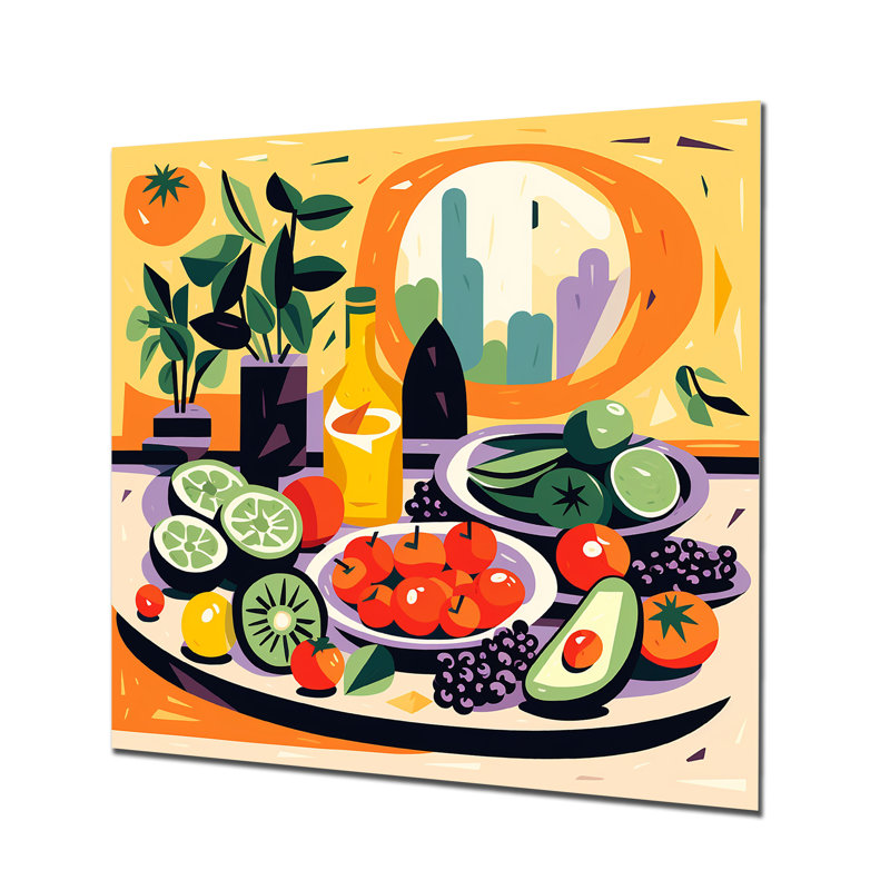 Vert et rouge avocat au Mexique II - nourriture, art mural en métal, H 36 po x l 36 po x P 1,5 po