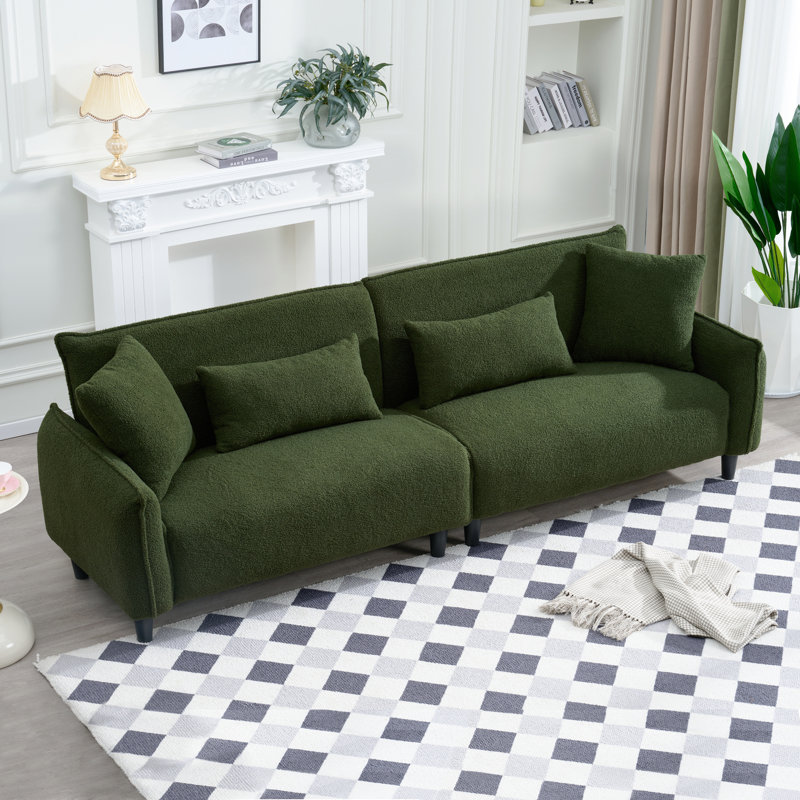 97"Teddy Velvet Sofa, Green