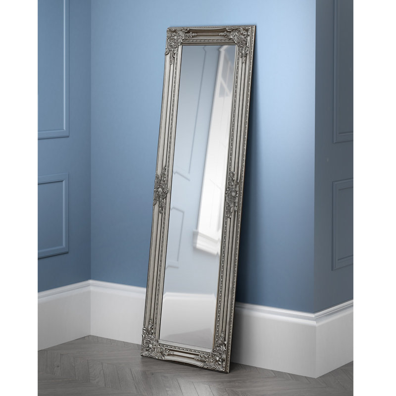 Vigue Wood Flat Floor Mirror, Pewter