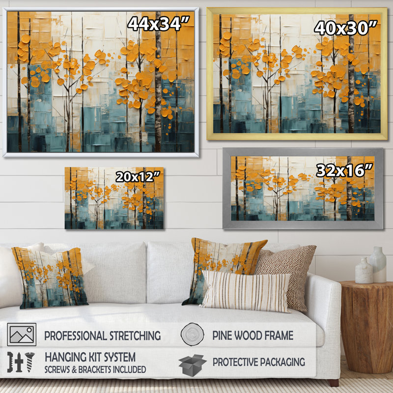 Marlynn «Bold» jaune et gris forêt III - impression, Toile tendue, H 30 po x l 40 po x P 1,5 po