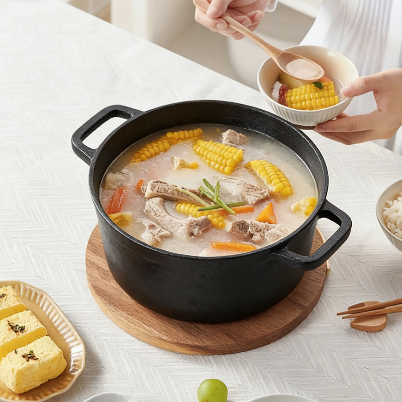 Belfry Kitchen Cast Iron Round Dutch Oven, 30cm, 5.8L
