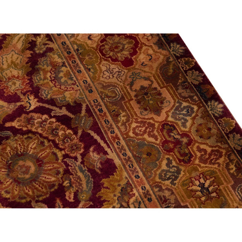 Tapis rouge et brun noué à la main de haute qualité