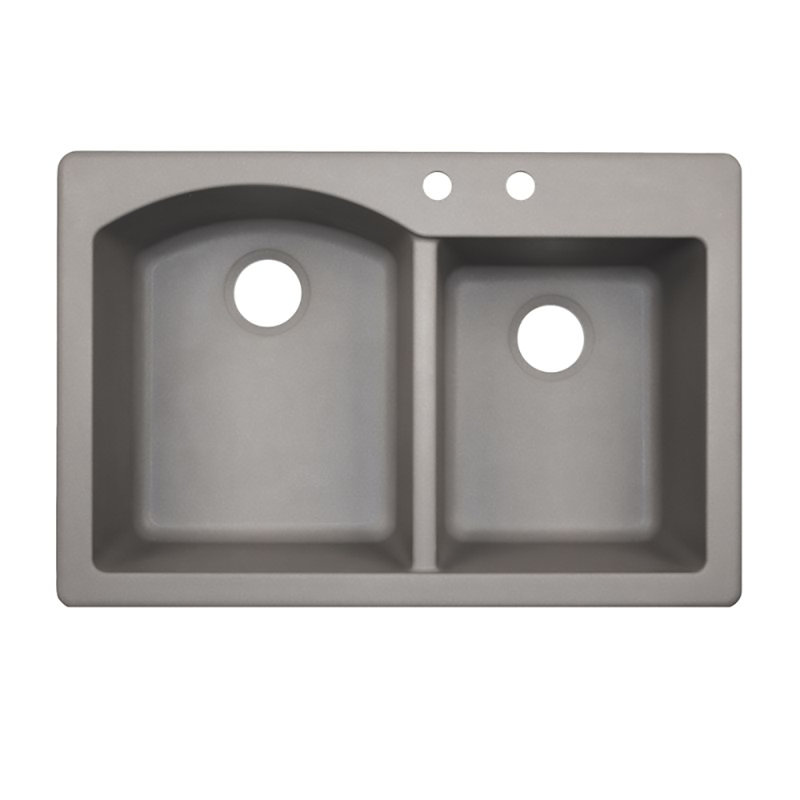 Évier de cuisine à double cuve l 33 po x l 22 po, 2 trous 2B, Metallico