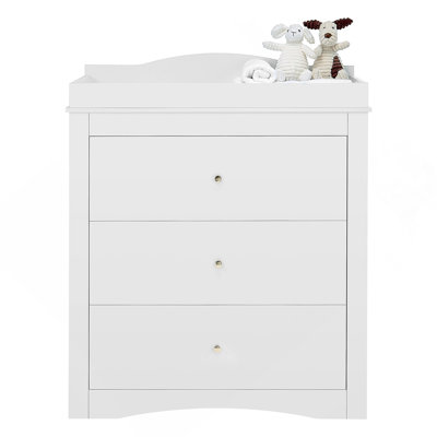 Changing Table Dresser Baby Diaper Change Station With 3 Drawers White