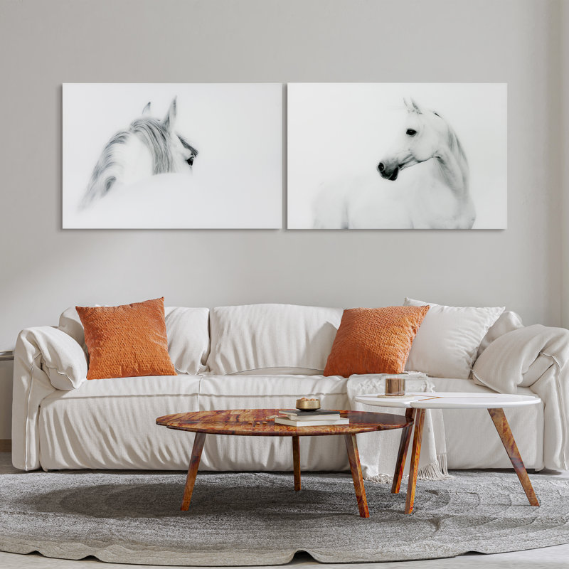 «White Horses», ensemble de reproduction d'art sur verre sans cadre