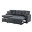 Canapé modulaire 76,5 po en mélange de lin avec lit escamotable et rangement pour chaise longue-2009559345