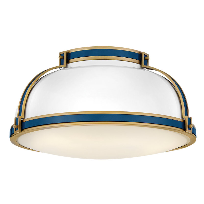 Hinkley Barton Medium Flush Mount, Gold/Blue, Gloss White