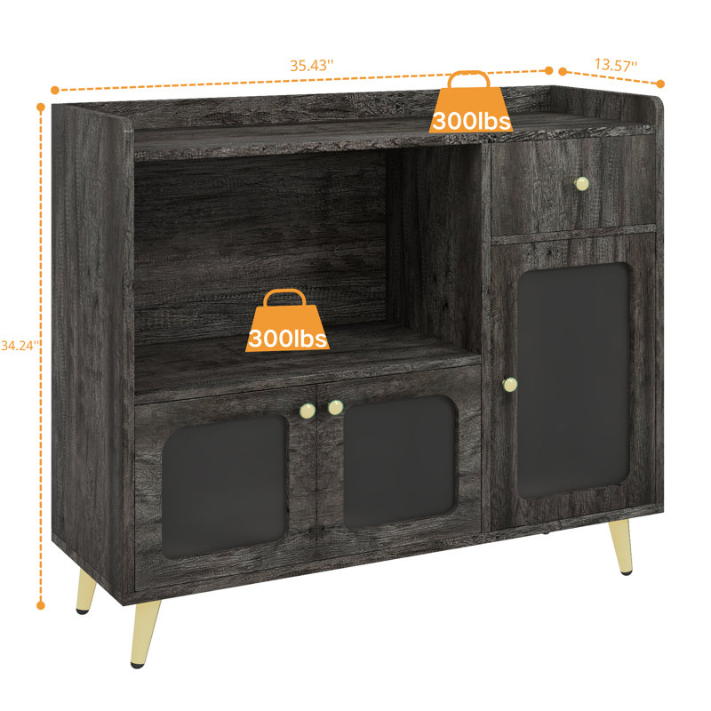 Armoire à vin, buffet avec portes, Chêne