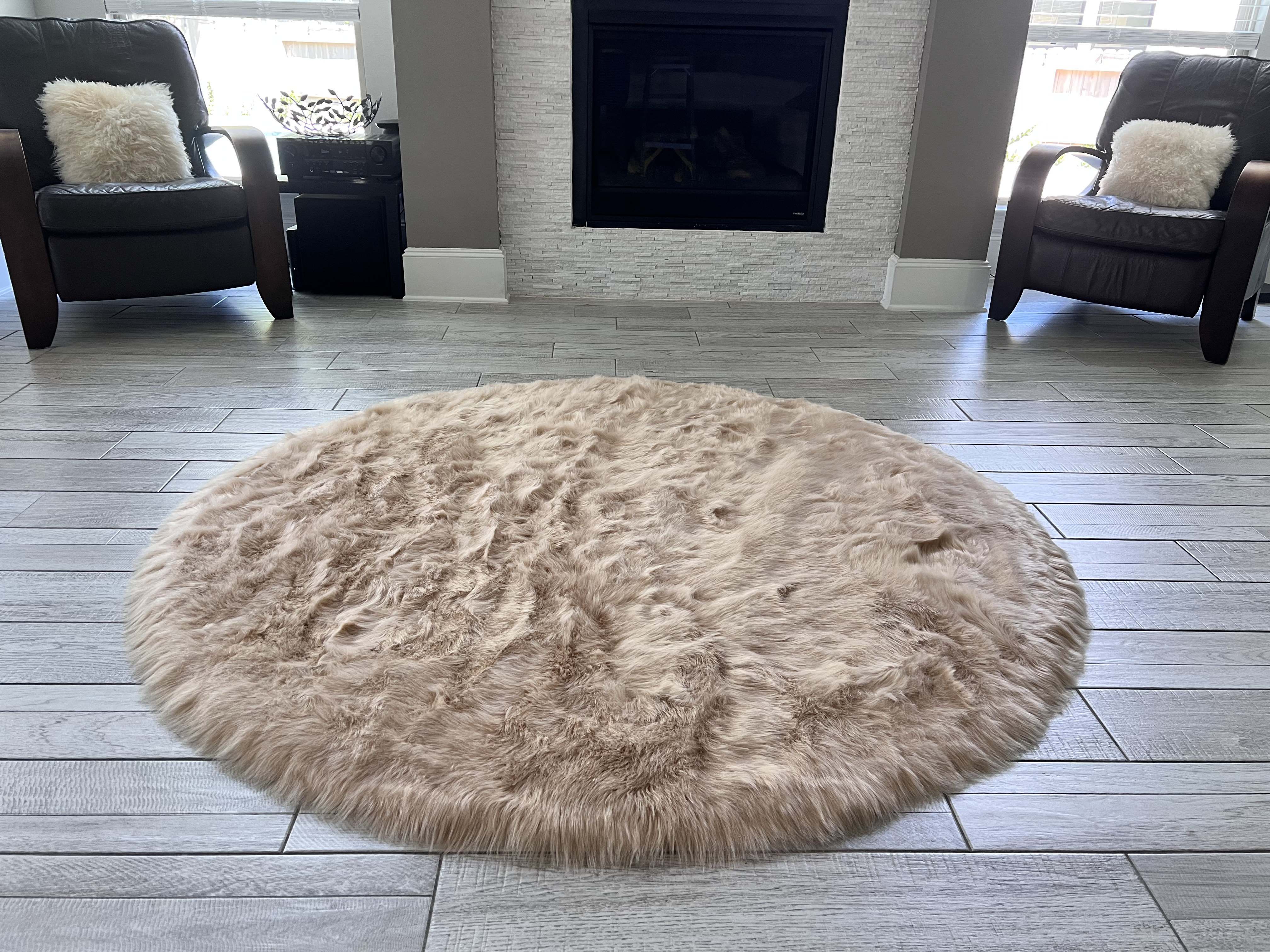 Round Rug Camel Everly Quinn Eternity Shag Faux Sheepskin Round Rug In Camel - Wayfair ...