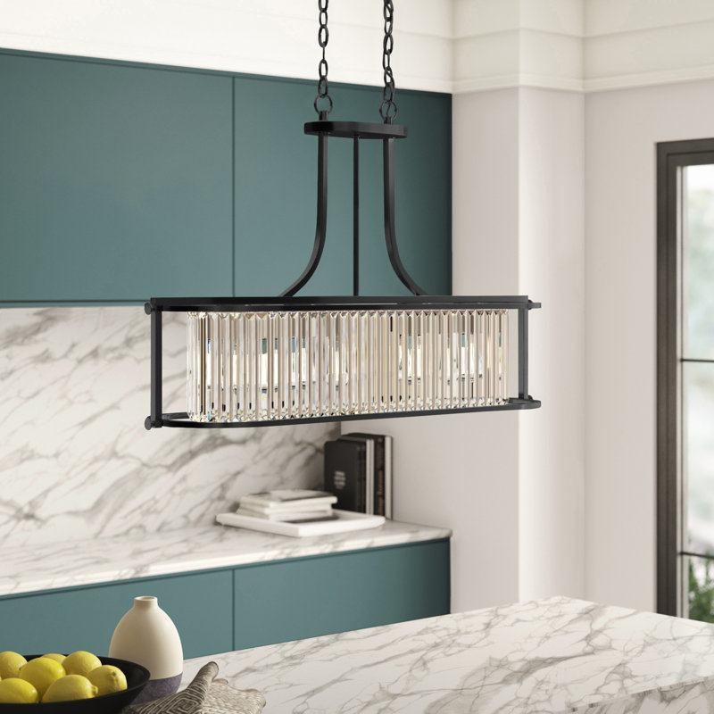 Bunton 4 - Light Kitchen Island Pendant, Aged Bronze