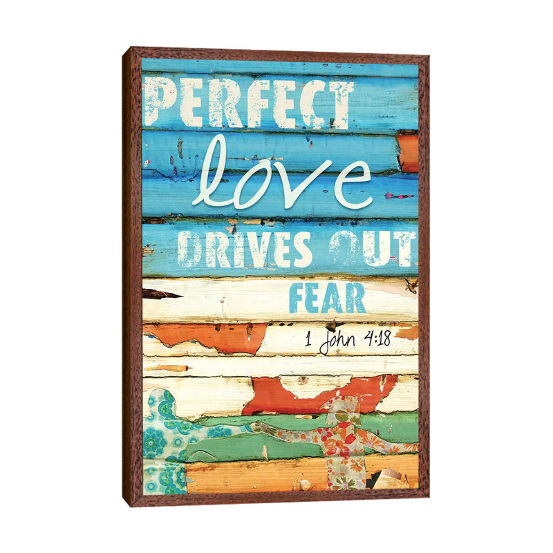 1 John 4:18 1 Piece Wall Art on Canvas, 66.04cm H x 45.72cm W x 3.81cm D, Classic Brown Wood Framed