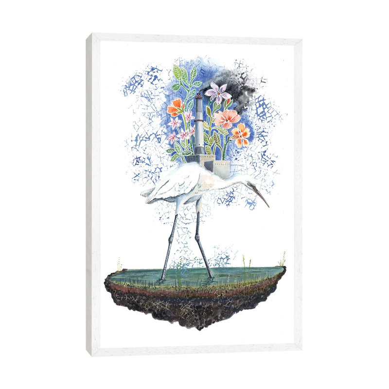Heron Dreams 1 Piece Painting on Canvas, 101.6 cm H x 66.04 cm W, White Framed
