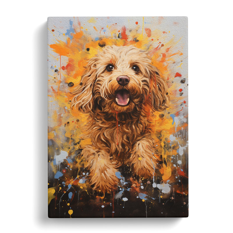 Cockapoo Action Painting No.2 - Wrapped Canvas, 76cm H x 50cm W x 3cm D