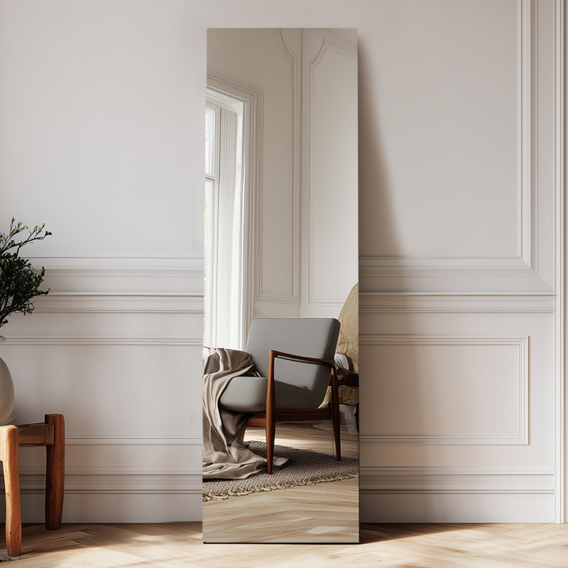 Miroir en verre trempé pleine longueur sans cadre avec support, 67 po x 20 po