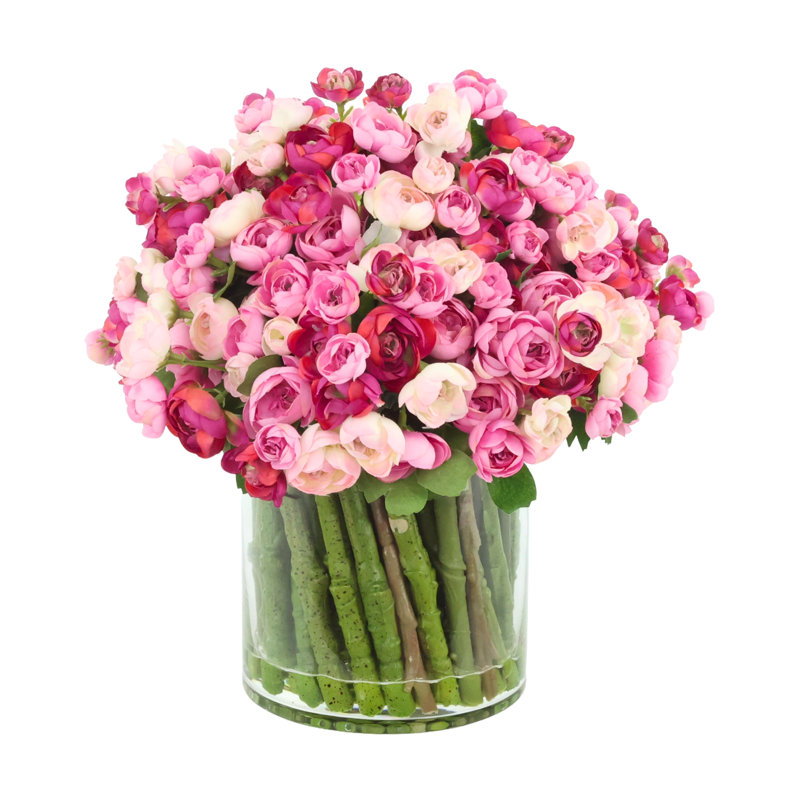 Polysilk Ranunculus Arrangement, 13" H x 16" W