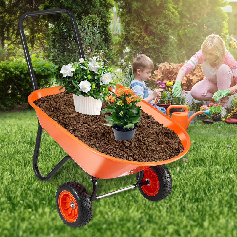 Wheelbarrow Cart 2 Wheels Garden Dump Cart 397 lbs Yard Utility Cart