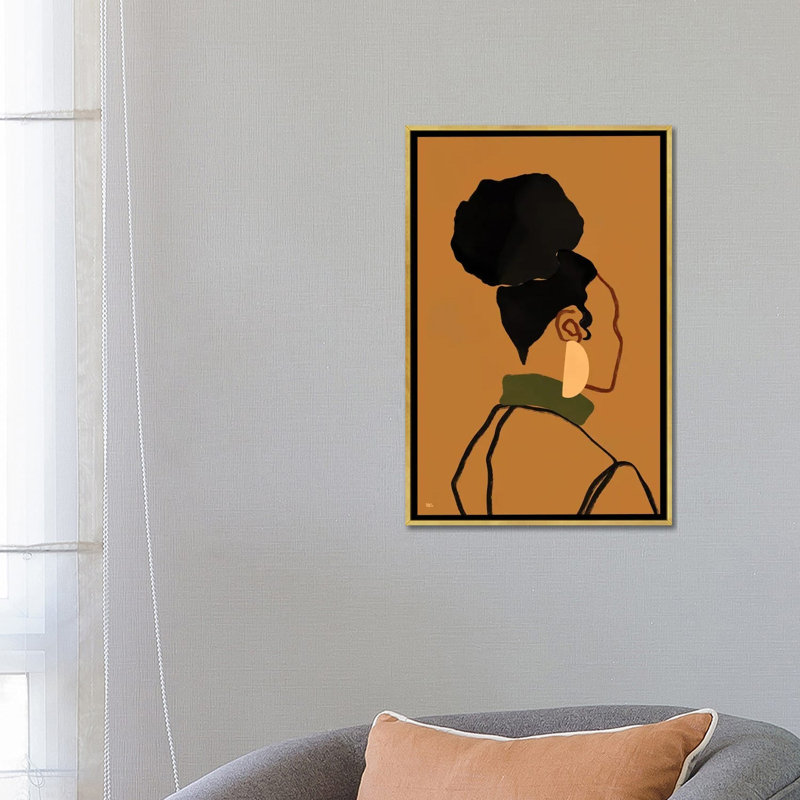 Gina par Bria Nicole-impression d’art graphique, H 26 po x l 18 po x 1,5 po, Toile encadrée d'or, Pas de tapis