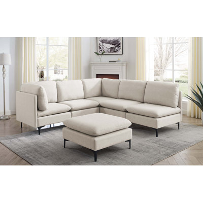 Canapé modulaire en lin avec assemblage facile et configuration personnalisée