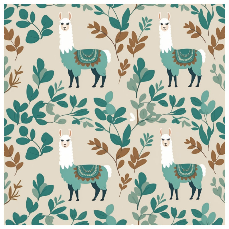 Lama et feuilles avec motif de literie Lama, Double
