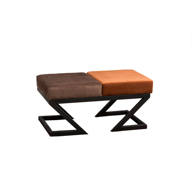 Repose-pieds standard Pinederosa, Velours brun / orange
