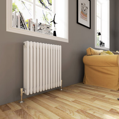 60cm, Horizontal Triple Column Radiator, White