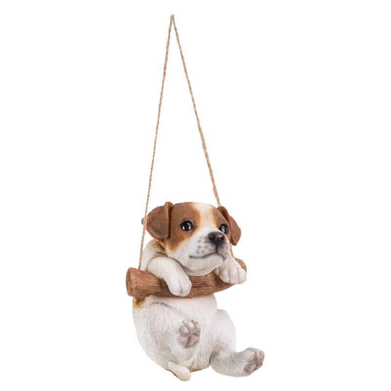 Statue de chiot Jack Russell terrier suspendu