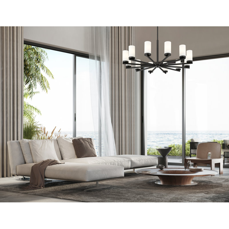 Lustre 12 lumières Avers, Noir mat