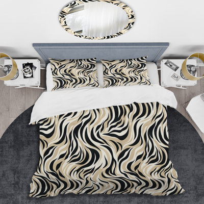 Ensemble de housse de couette beige et noir Urban Abstract Safari